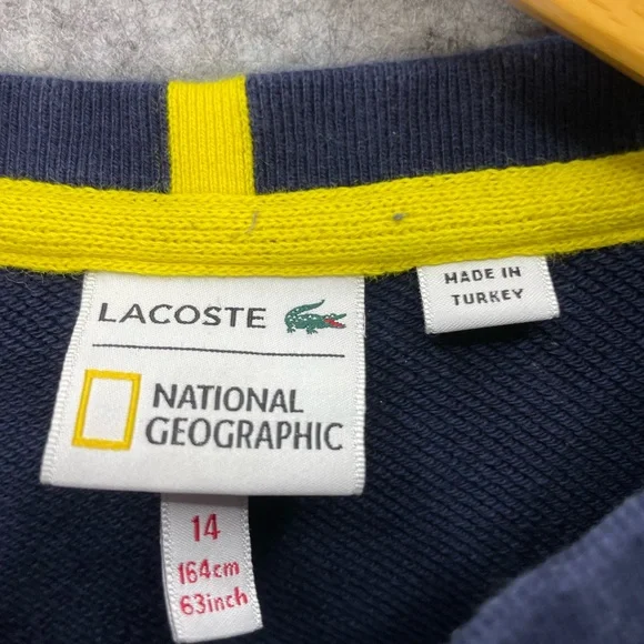 Lacoste National Geographic Sweater Youth 14 Blue Croc Patch Crewneck Pullover - Picture 3 of 9